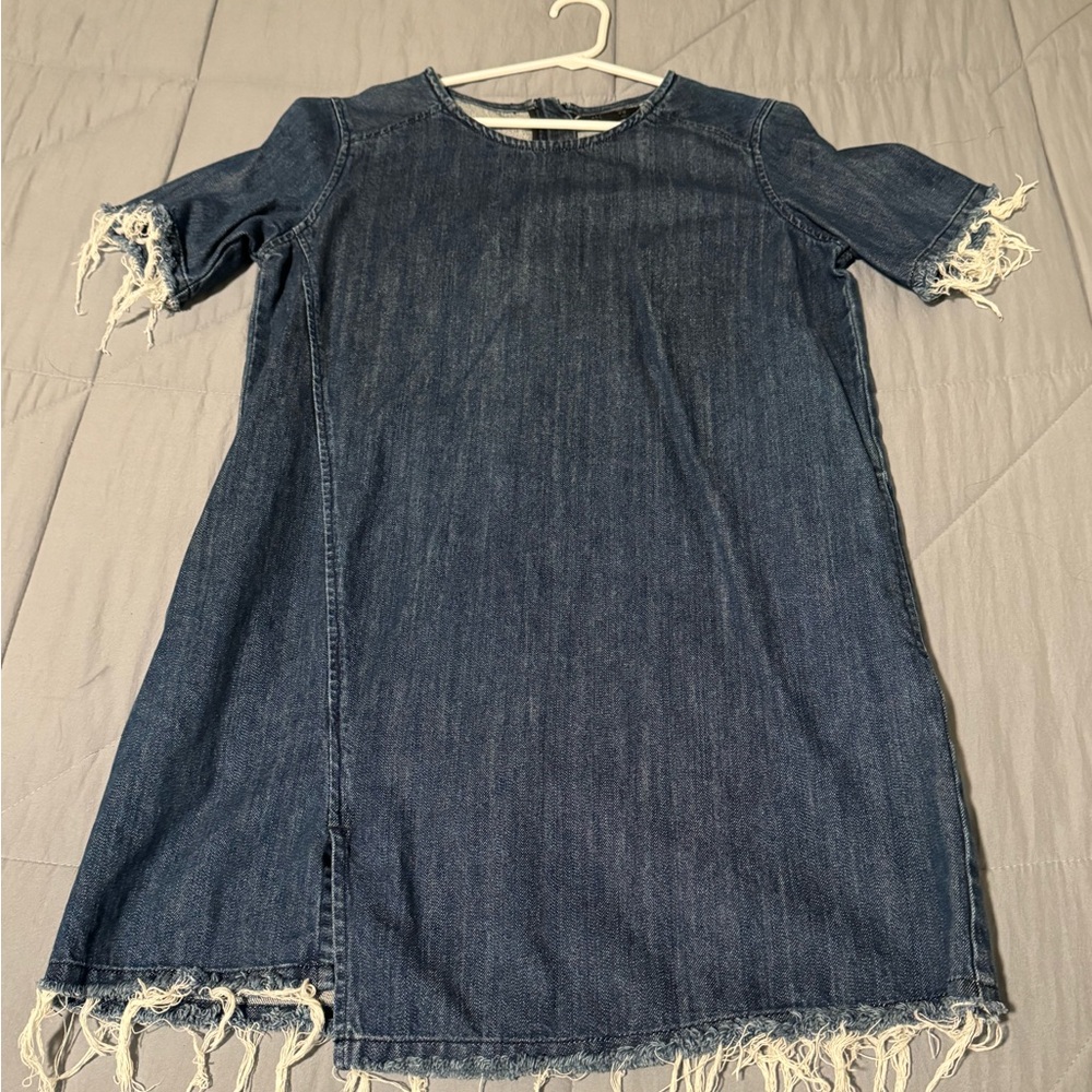 All Saints Frayed Denim Kids Dress
